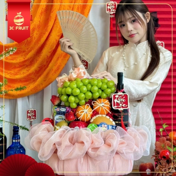 GIỎ QUÀ HOA QUẢ SẮC XUÂN TRANG NHÃ