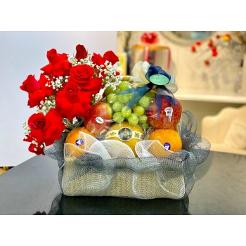 Giỏ hoa quả màu Đỏ cao cấp